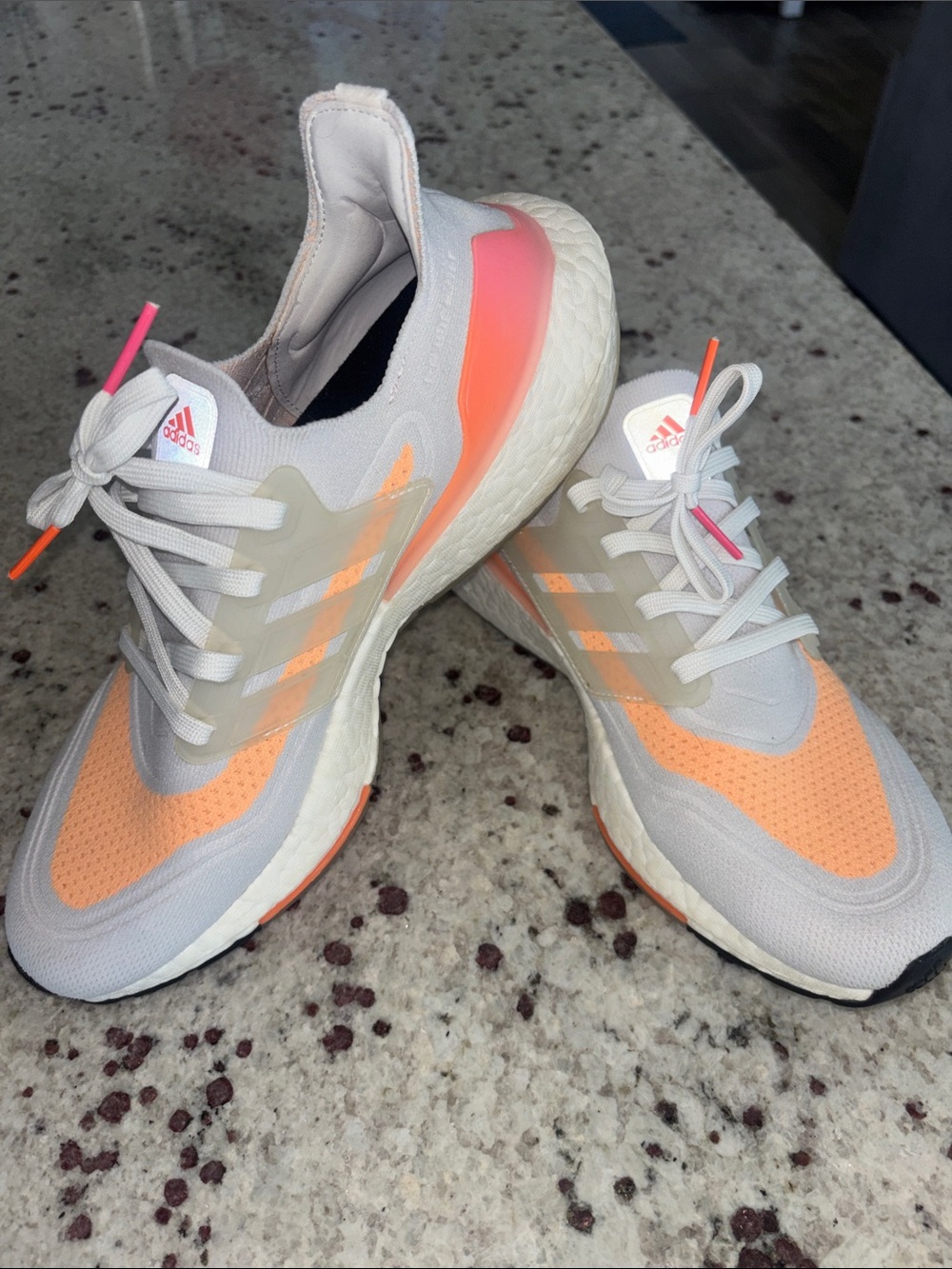 adidas Ultraboost Women’s Light Gray & Peach Athletic Running Shoes